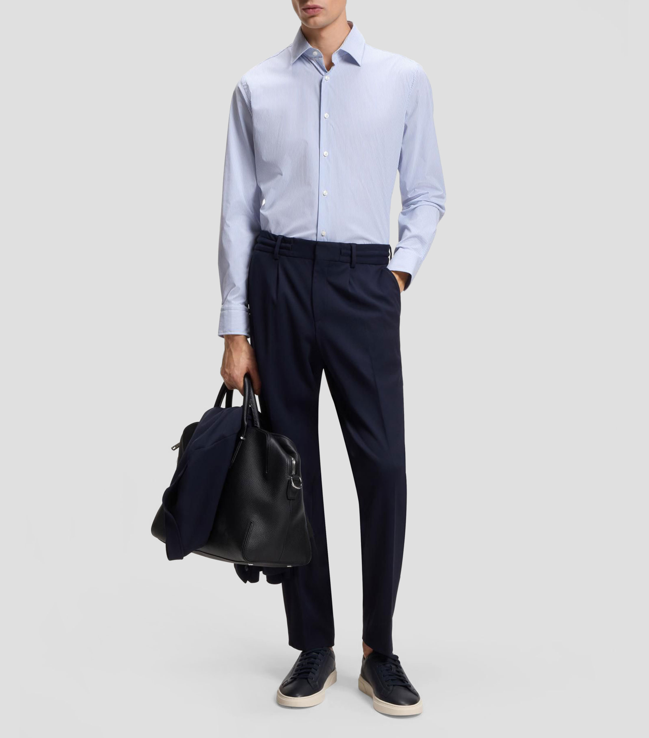 Camisa BOSS regular fit en tejido elástico técnico a rayas Hombre